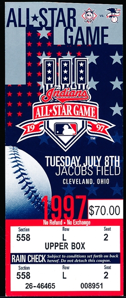 1997 MLB All-Star Game Full Ticket @ Cleveland