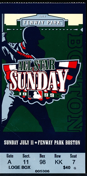 1999 MLB All-Star Sunday Ticket Stub @ Boston