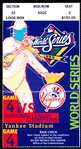 1999 MLB World Series Ticket Stub- Atlanta Braves @ New York Yankees- Game 4- Yankees Sweep!