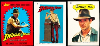 1984 Topps “Indiana Jones and the Temple of Doom”- 1 Complete Card Set of 88 Cards and Near Sticker Set of 10/11 Cards
