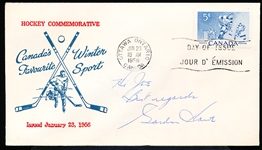 Autographed January 23, 1956 1st Day of Issue Canadian Hockey Commemorative Envelope-  Signed by Gordie Howe