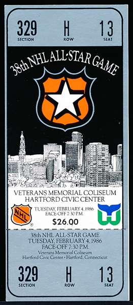 February 4, 1986 NHL All-Star Game Full Ticket