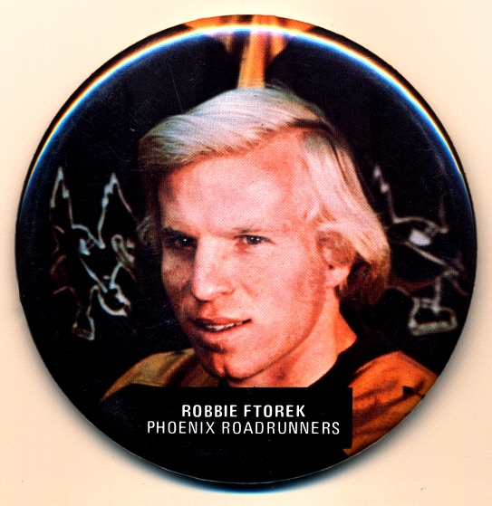 1970’s Robbie Ftorek Phoenix Roadrunners WHA 3-½” Player Button