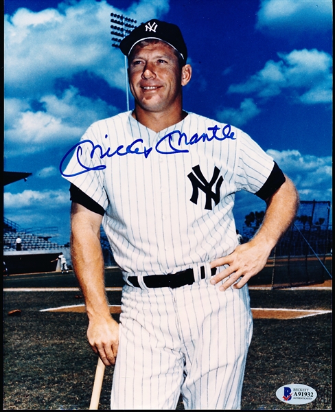 Autographed Mickey Mantle New York Yankees Color 8” x 10” Photo- Beckett Certified