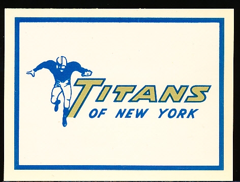 1960 Fleer AFL Ftbl. Decal- New York Titans