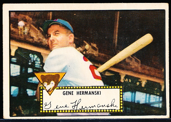 1952 Topps Baseball- #16 Hermanski, Cubs- Red Back
