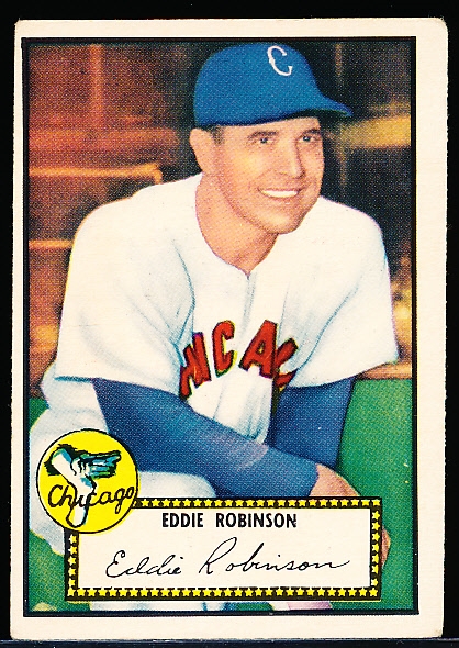 1952 Topps Baseball- #32 Eddie Robinson, White Sox- Red Back
