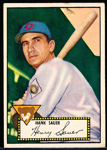 1952 Topps Baseball- #35 Hank Sauer, Cubs- Black Back