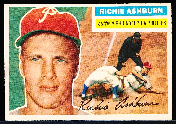 1956 Topps Baseball- #120 Richie Ashburn, Phillies- Gray Back