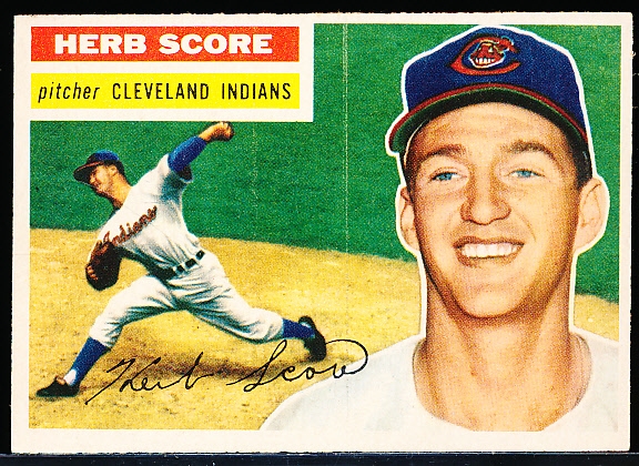 1956 Topps Baseball- #140 Herb Score RC, Indians- Gray Back