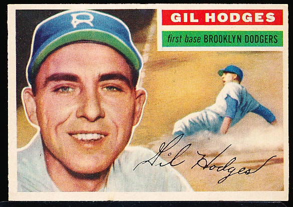 1956 Topps Baseball- #145 Gil Hodges, Dodgers- Gray Back