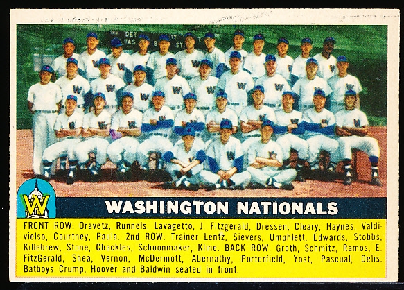 1956 Topps Baseball- #146 Washington Team- Gray Back