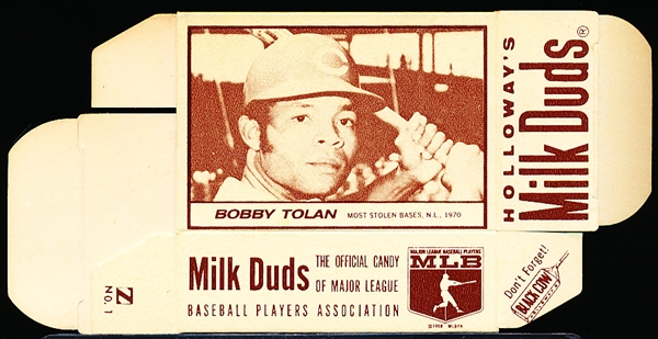 1971 Milk Duds BB- Empty Flat Box- #1 Bobby Tolan, Reds