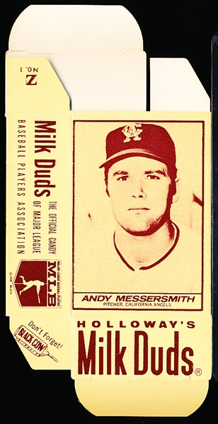 1971 Milk Duds BB- Empty Flat Box- #5 Andy Messersmith, Angels