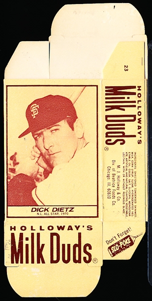 1971 Milk Duds BB- Empty Flat Box- #23 Dick Dietz, Giants