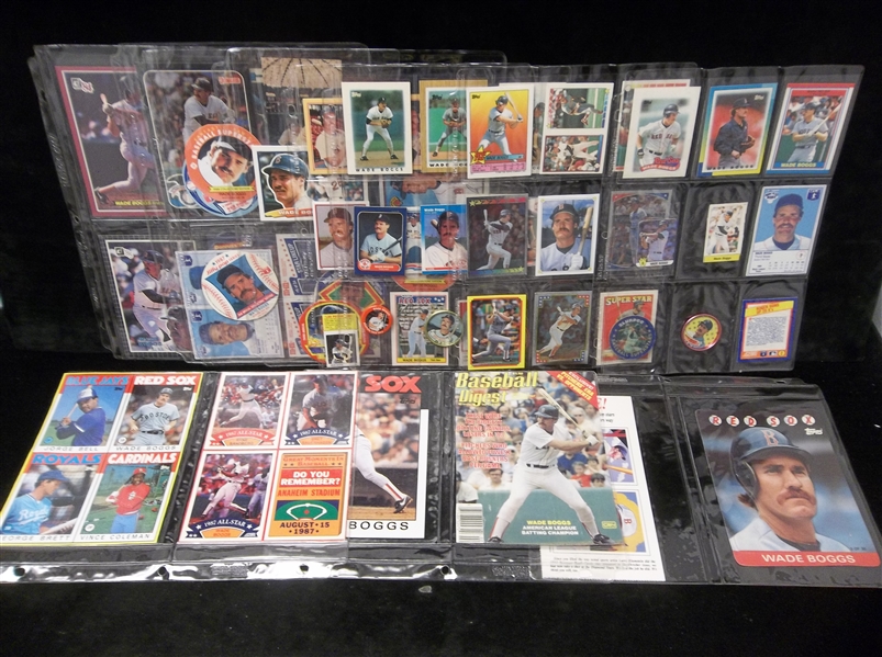 1984-90 Wade Boggs Bsbl. “Odd-Ball” Lot of 59 Asst. in Pages