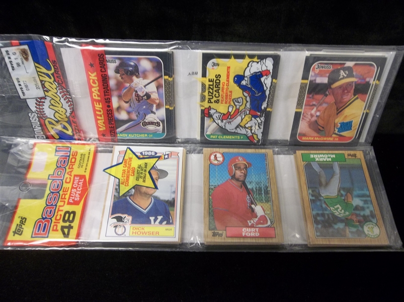 1987 Bsbl.- 2 Diff. Rack Packs with Mark McGwire on Top