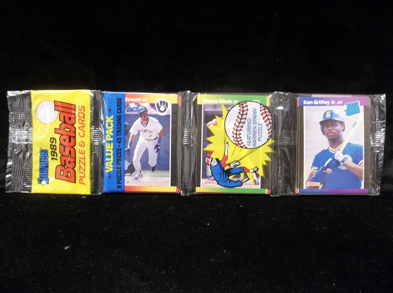 1989 Donruss Bsbl.- 1 Unopened Rack Pack with Ken Griffey, Jr. RC on Top