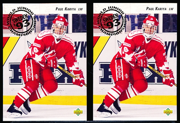 1992-93 Upper Deck Hockey #586 Paul Kariya RC, Team Canada- 2 Cards