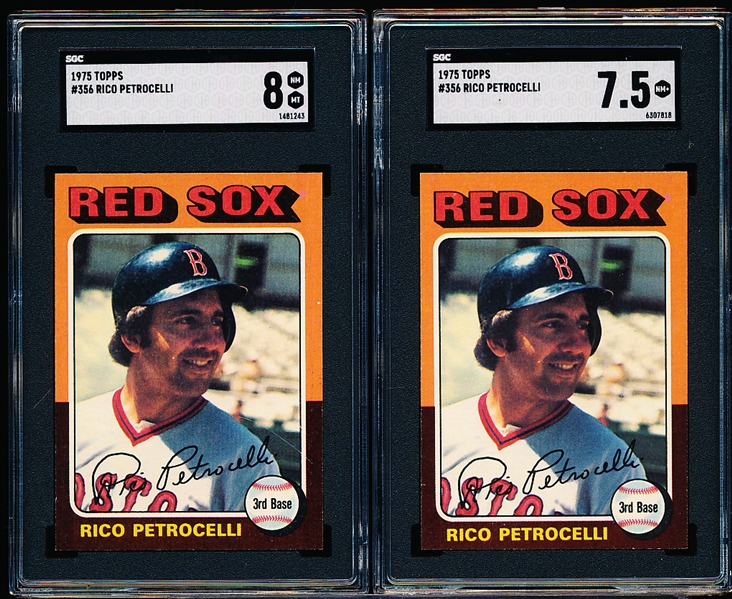 1975 Topps Bb- #356 Rico Petrocelli, Red Sox- 2 SGC Graded Cards