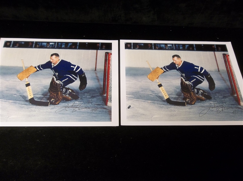 Johnny Bower Autographed 11” x 8-1/2” Maple Leafs Pictures- 2 Pictures