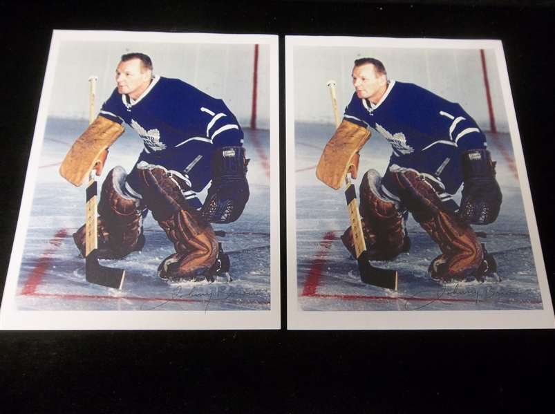 Johnny Bower Autographed 8-1/2” x 11” Color Maple Leafs Pictures- 2 Pictures
