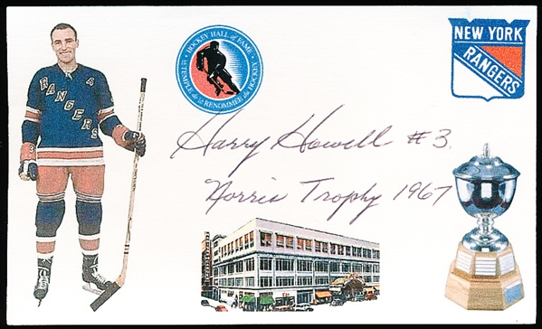 Harry Howell Autographed Homemade 3 x 5” N.Y. Rangers Card