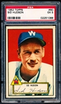 1952 Topps Baseball- #60 Sid Hudson, Washington- PSA Ex 5- Red Back