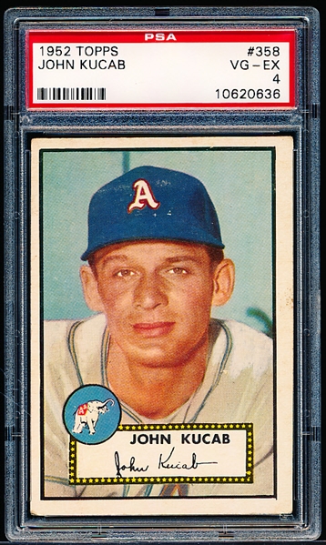 1952 Topps Baseball- #358 John Kucab, A’s- PSA Vg-Ex 4- Hi#
