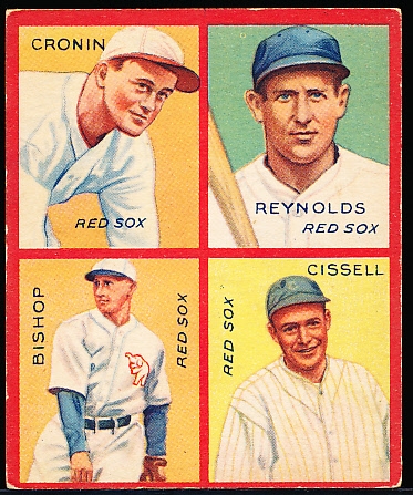 1935 Goudey “4 in 1” Baseball- #6E Red Sox (Bishop/ Cissell/ Cronin/ Reynolds)