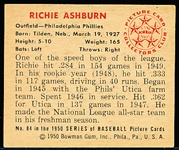 1950 Bowman Bb- #84 Richie Ashburn, Phillies