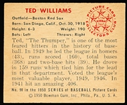 1950 Bowman Bb- #98 Ted Williams, Red Sox