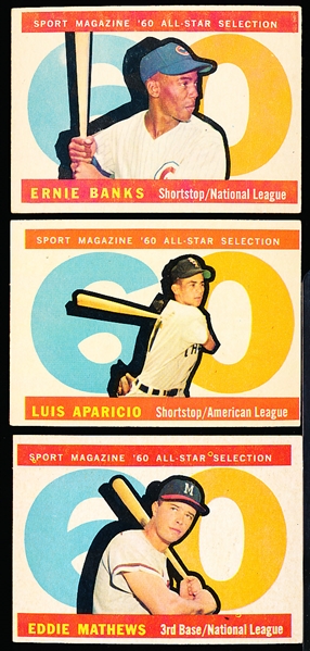 1960 Topps Bb- 3 Diff Hi# All Stars