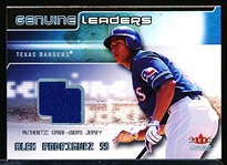2002 Fleer Genuine Bb- “Genuine Leaders Jersey”- Alex Rodriguez, Rangers