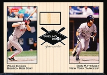 2002 Greats of the Game Bb- “Dueling Duos Game Used Single”- #DD-WB1 Wade Boggs Bat (Red Sox)/ Mattingly (Yankees)