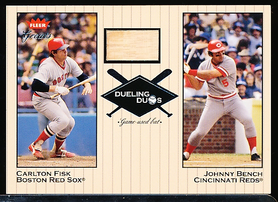 2002 Greats of the Game Bb- “Dueling Duos Game Used Single”- #DD-CF1 Carlton Fisk Bat (Red Sox)/ Bench (Reds)