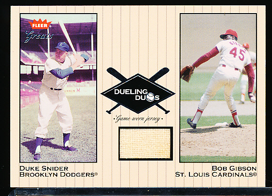 Lot Detail - 2002 Greats of the Game Bb- “Dueling Duos Game Used Single”-  #DD-BG1 Duke Snider (B. Dodgers)/ Bob Gibson Jersey (Cardinals)