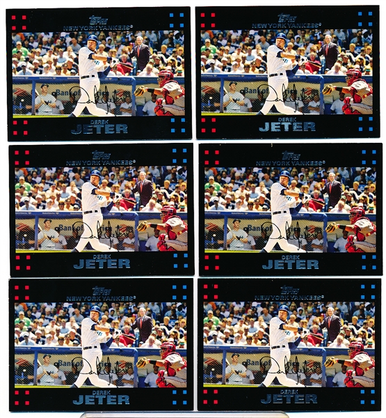 2007 Topps Bb- #40 Derek Jeter, Yankees- 6 Cards All with Mantle & President Bush Variation!
