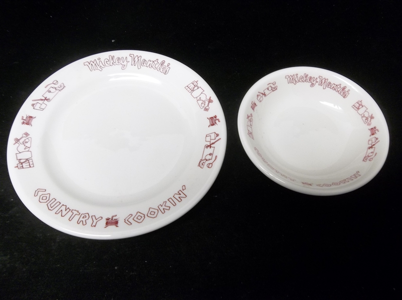 Shenango China Mickey Mantle’s Country Cookin’ Restaurant Dishes- 2 Diff.