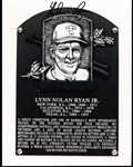 Nolan Ryan (Rangers) Autographed B & W HOF Induction Plaque 8x10” Photo