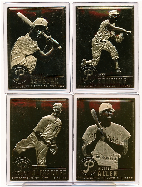 1995-03 Danbury Mint 22kt. Gold Bb- Philadelphia Phillies- 4 Diff.