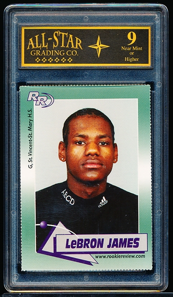 2002 Rookie Review Magazine- #6 LeBron James, St. Vincent-St. Mary H.S.- All-Star Grading Co. Graded NrMt or Higher 9.