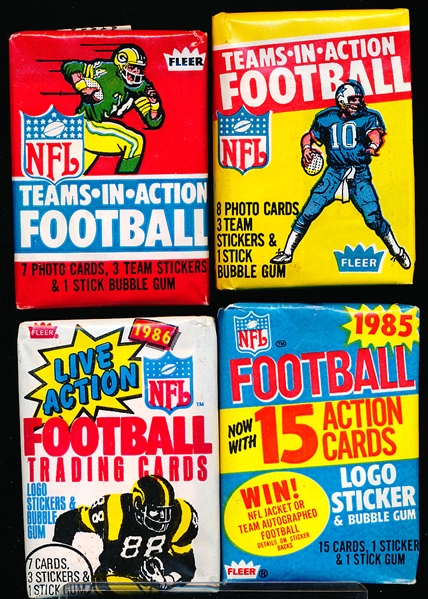 1980 thru ’86 Fleer Team Action Football- 12 Asst. Unopened Wax Packs