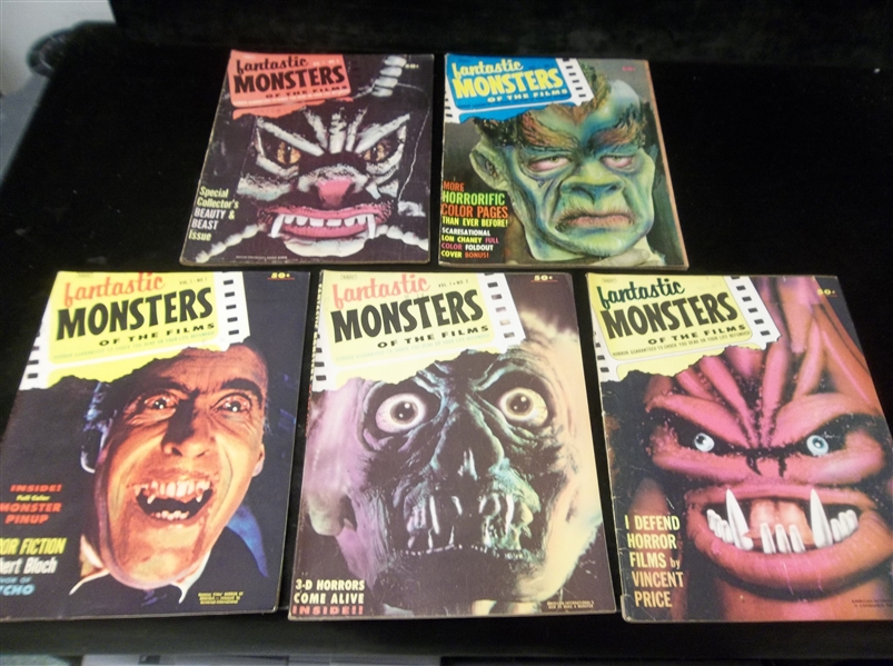 1962-’63 Black Shield Productions “Fantastic Monsters of the Films” Magazines- 5 Diff. Issues Including Premier Issue! 