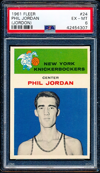 1961 Fleer Basketball- #24 Phil Jordan, Knicks- PSA Ex-Mt 6