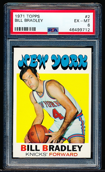 1971-72 Topps Basketball- #2 Bill Bradley, Knicks- PSA Ex-Mt 6