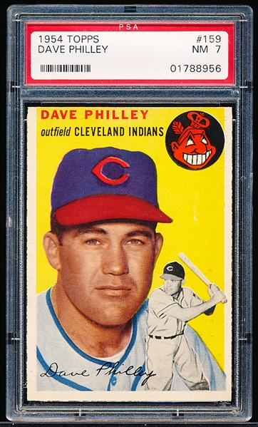 1954 Topps Baseball- #159 Dave Philley, Cleveland- PSA NM 7