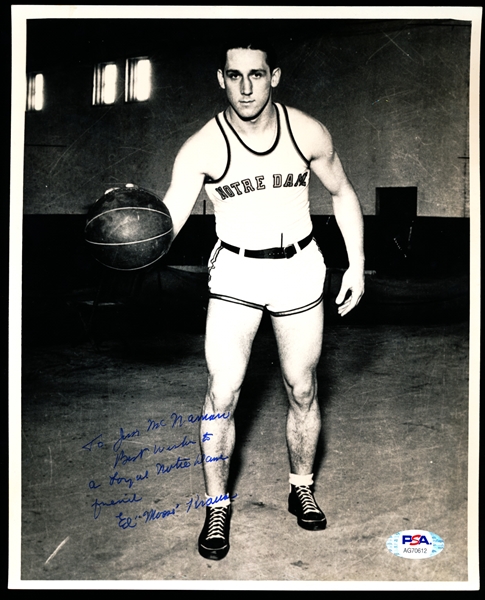 Autographed Ed “Moose” Krause Notre Dame NCAA Bsbkl. B/W 8” x 10” Photo- PSA Certified