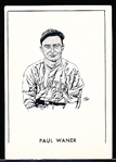 1950-55 Callahan Baseball Hall of Fame- Paul Waner- Bottom Missing on Black Frame Front (Variation)- 1952 on back