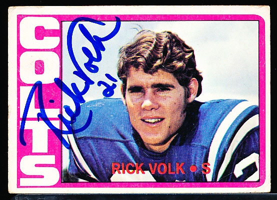 Autographed 1972 Topps Ftbl. #141 Rick Volk, Colts